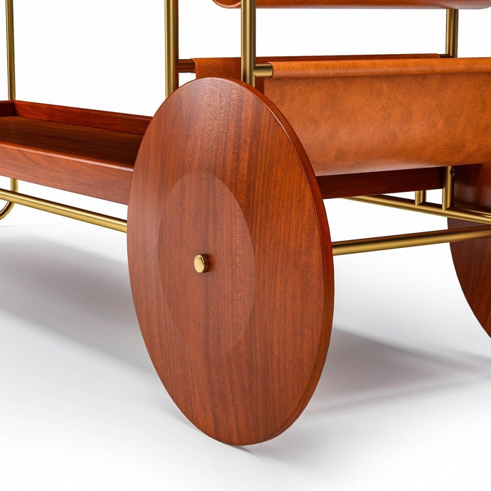 Aparador Artois Tampo Duplo Estrutura Metálica com Rodas Decorativas Champagne Design Jhoel Silva