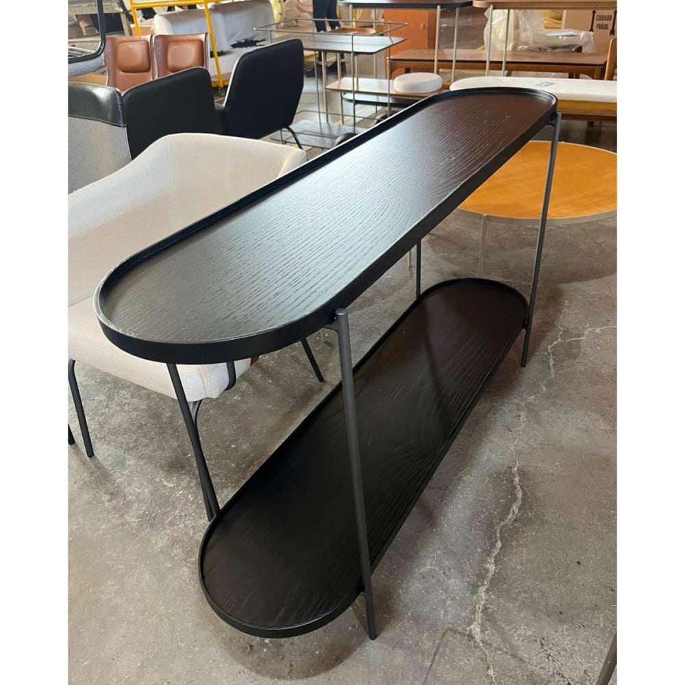 Aparador Kael Tampo Bandeja Laminado Cinamomo Base Aço Carbono Pintado