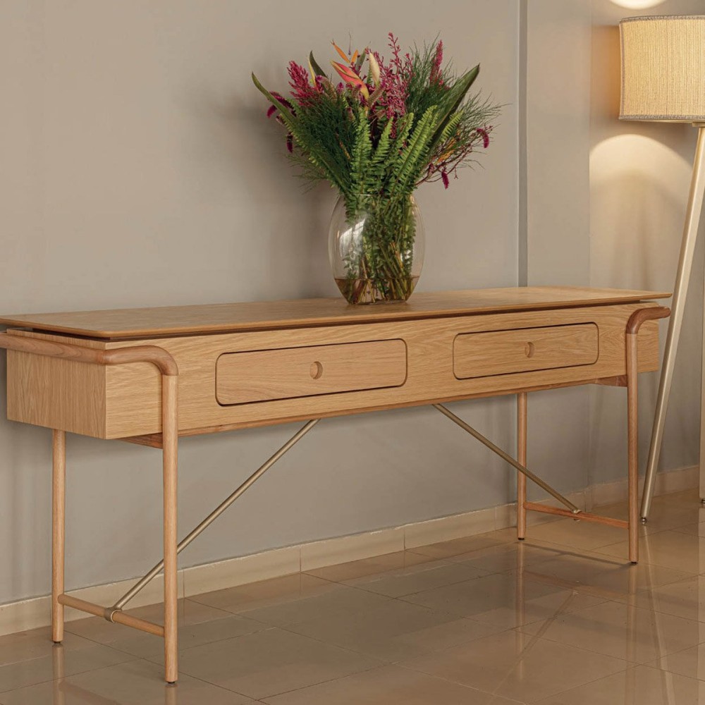 Aparador Coral Laminado com 2 Gavetas Pés em Madeira de Manejo e Travas em Metal Design by Alan Mantovani