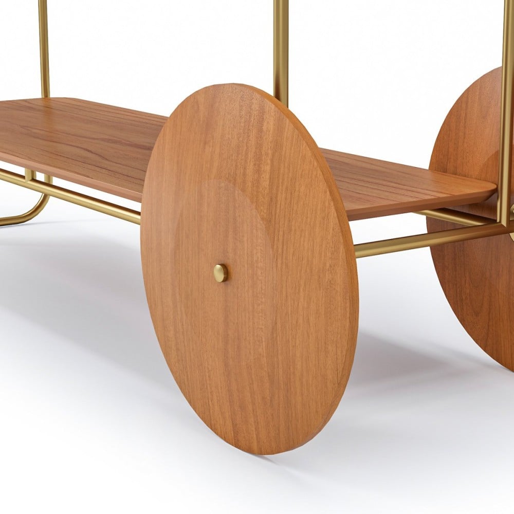 Aparador Urben Tampo Duplo Estrutura Metálica com Rodas Decorativas em Pintura Champagne Design Jhoel Silva