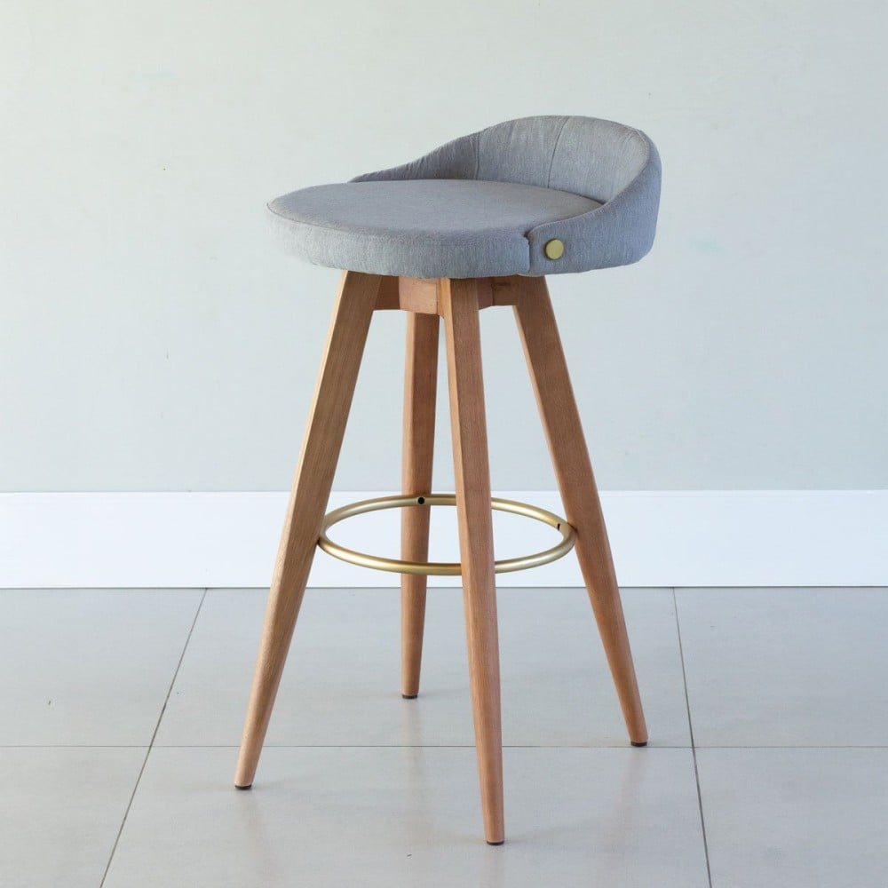 Banqueta Bertha Composê Estofada Pés Madeira com Ponteiras em Metal Estrutura Madeira Liptus Design Sustentável