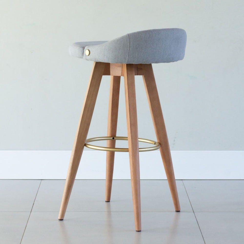 Banqueta Bertha Composê Estofada Pés Madeira com Ponteiras em Metal Estrutura Madeira Liptus Design Sustentável