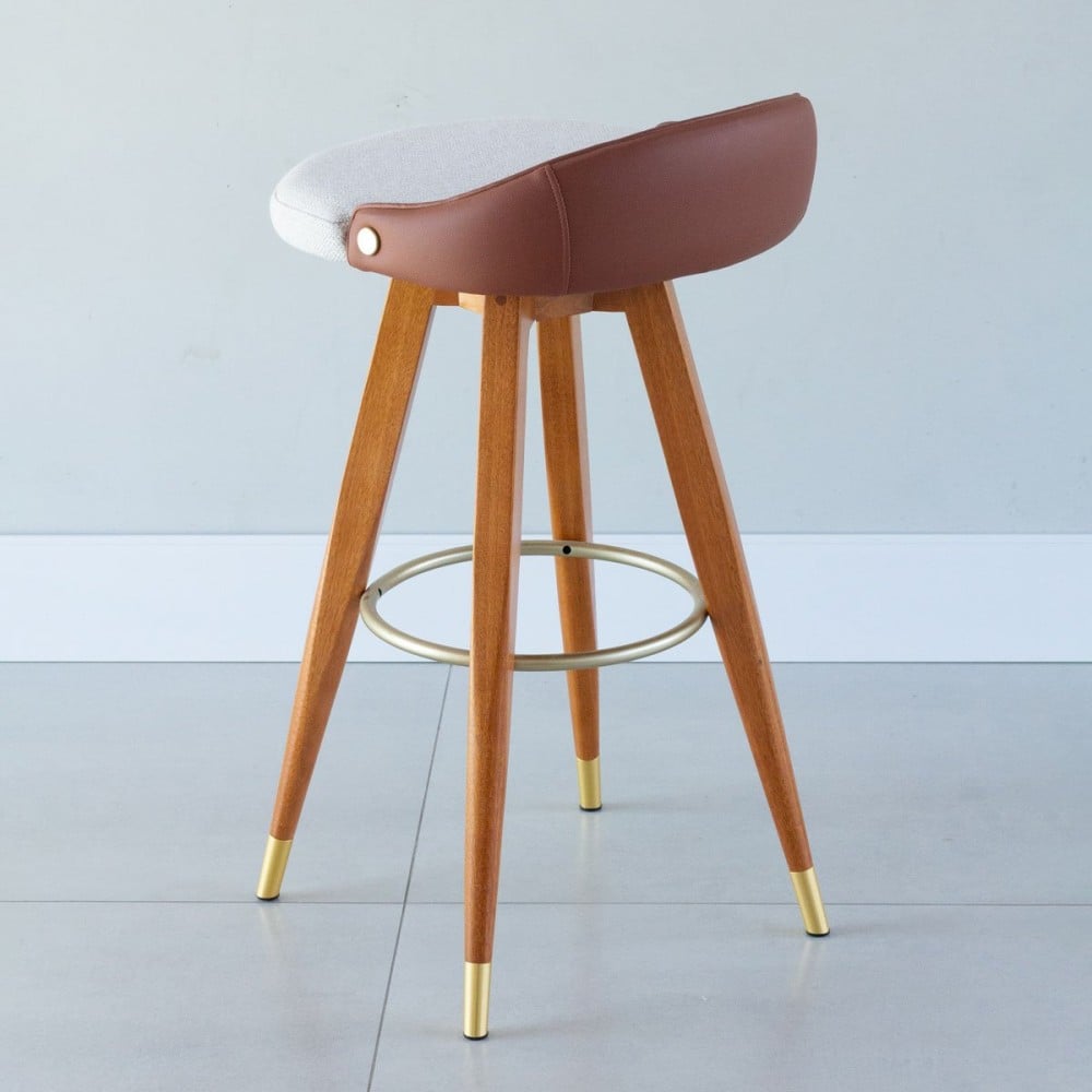 Banqueta Bertha Composê Estofada Pés Madeira com Ponteiras em Metal Estrutura Madeira Liptus Design Sustentável