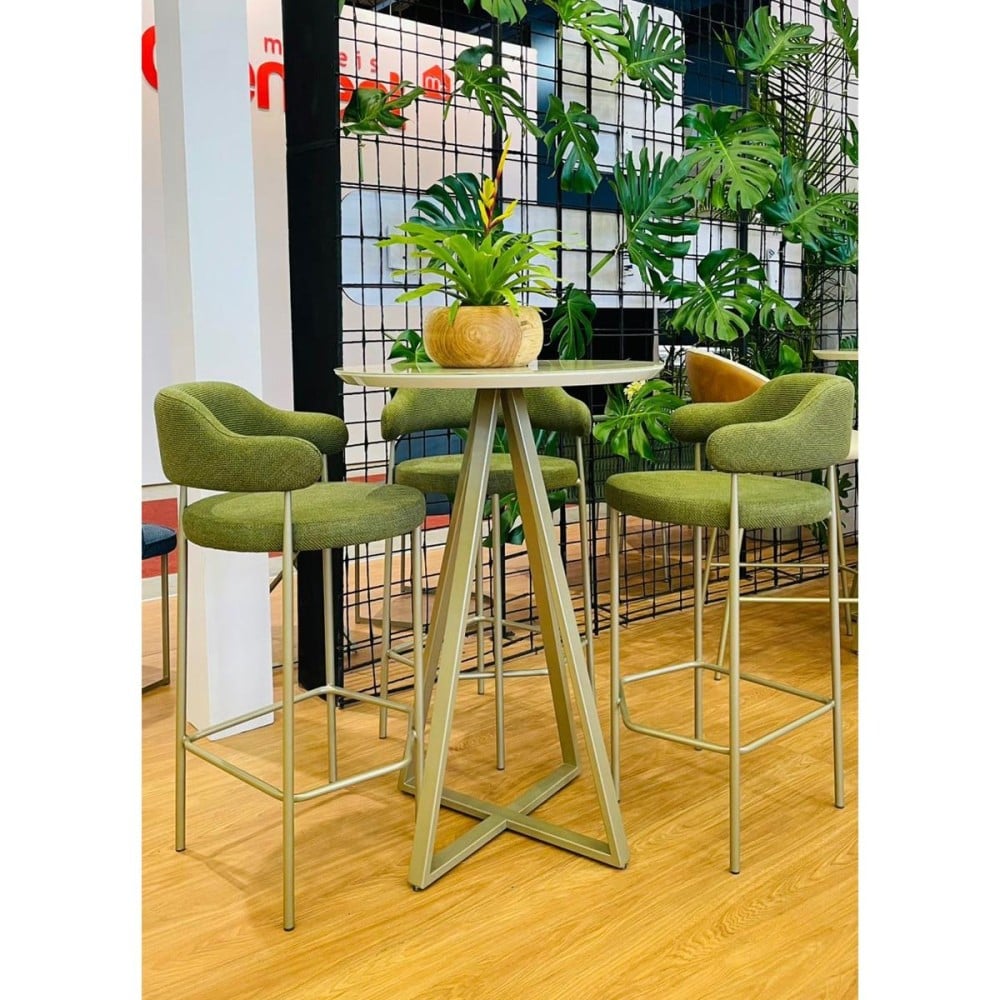Banqueta Dheély Estofada Estrutura Aço Carbono Pintura Eletrostática Design Moderno