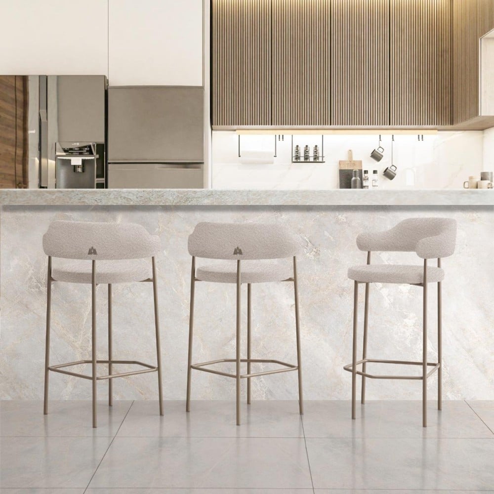 Banqueta Dheély Estofada Estrutura Aço Carbono Pintura Eletrostática Design Moderno