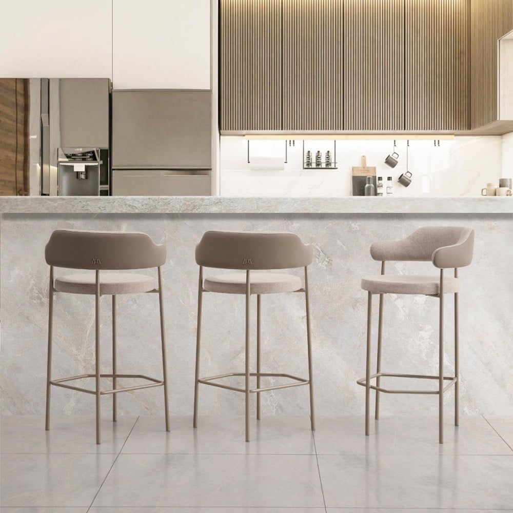 Banqueta Dheély Estofada Estrutura Aço Carbono Pintura Eletrostática Design Moderno