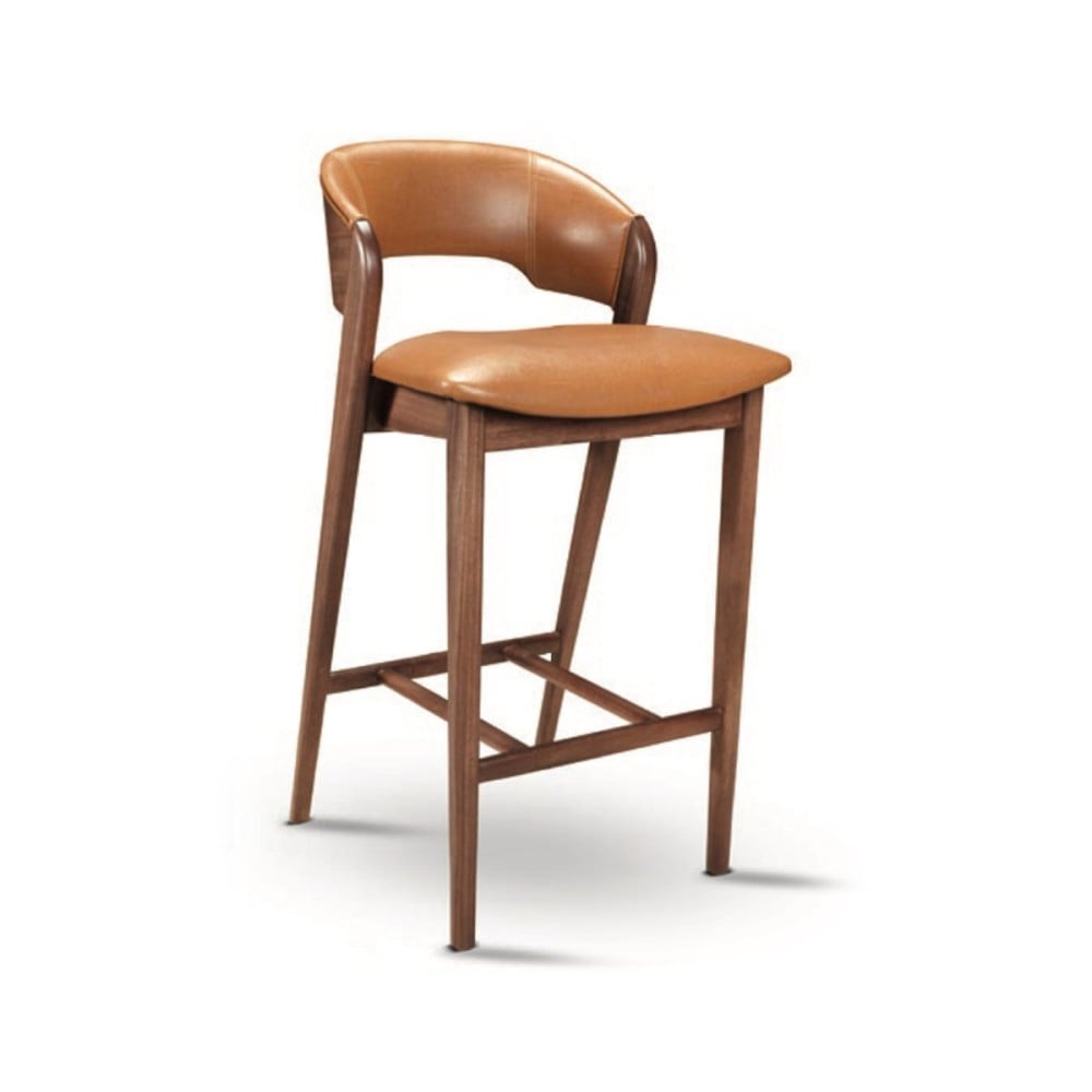 Banqueta Elara Estofada Encosto com Detalhe Amadeirado Design Atemporal