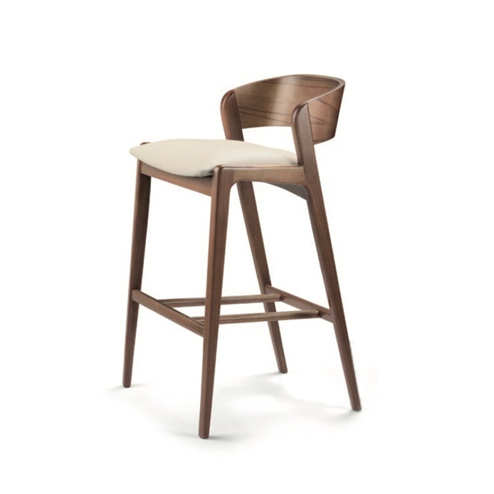 Banqueta Eloah Assento Estofado Encosto Amadeirado Design Atemporal