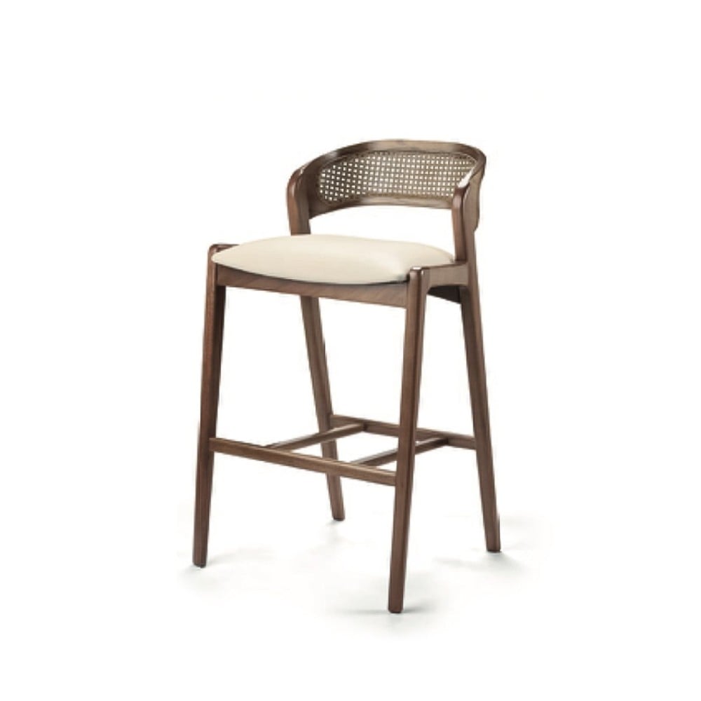 Banqueta Eloah Assento Estofado Encosto Tela Sextavada Design Atemporal