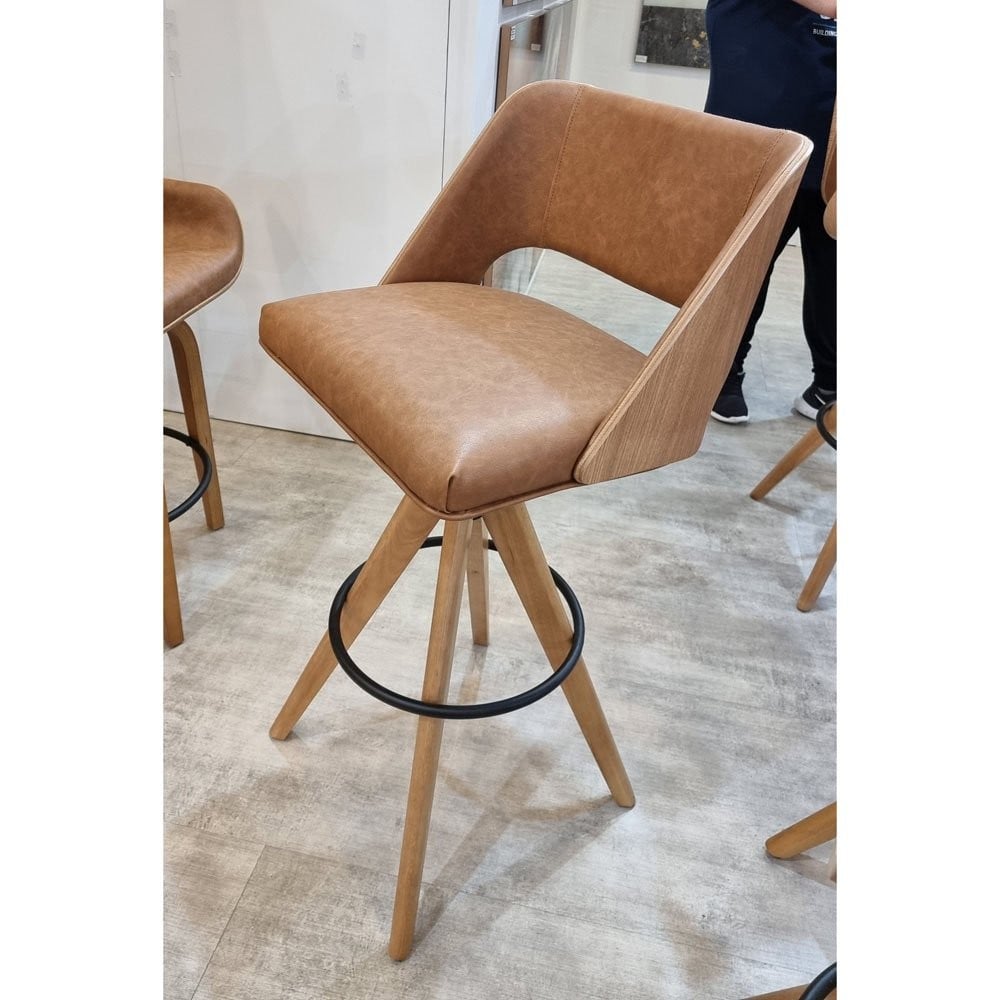 Banqueta Giratória Ariah Assento Estofado Encosto Laminado com Estofado Base com Laminado Melamínico