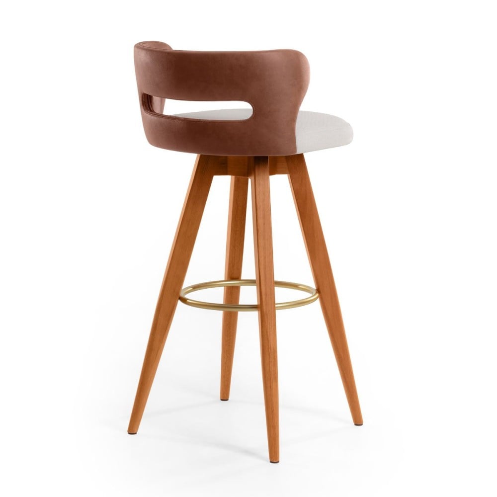 Banqueta Giratória Zoe Estofada Base com Apoio em Metal Estrutura Madeira Liptus Design Sustentável