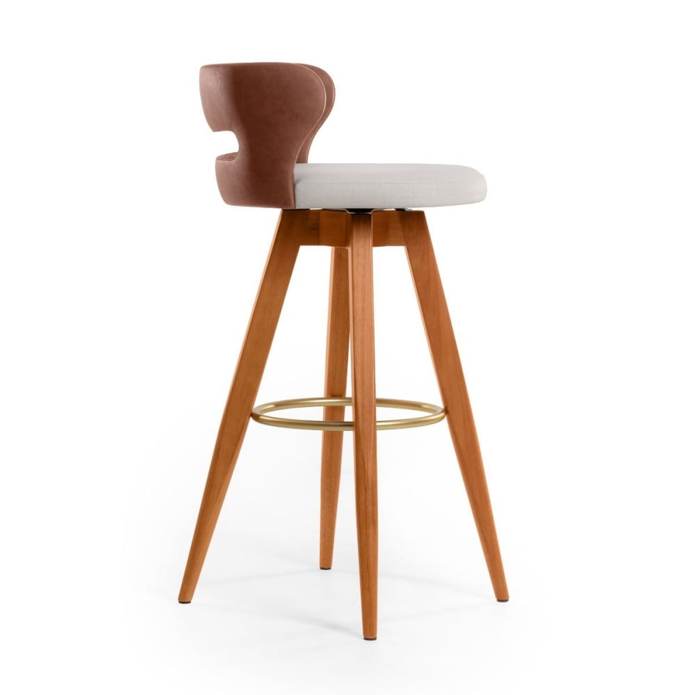 Banqueta Giratória Zoe Estofada Base com Apoio em Metal Estrutura Madeira Liptus Design Sustentável