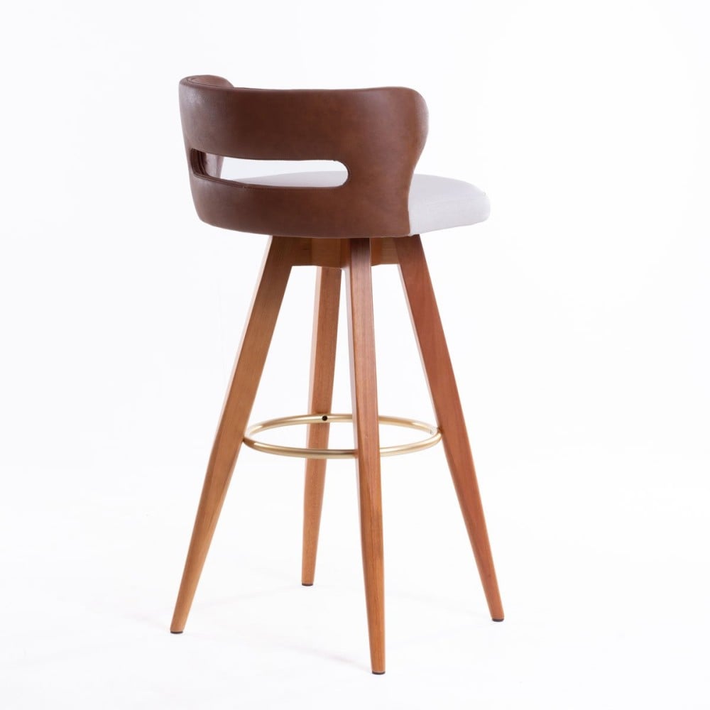 Banqueta Giratória Zoe Estofada Base com Apoio em Metal Estrutura Madeira Liptus Design Sustentável