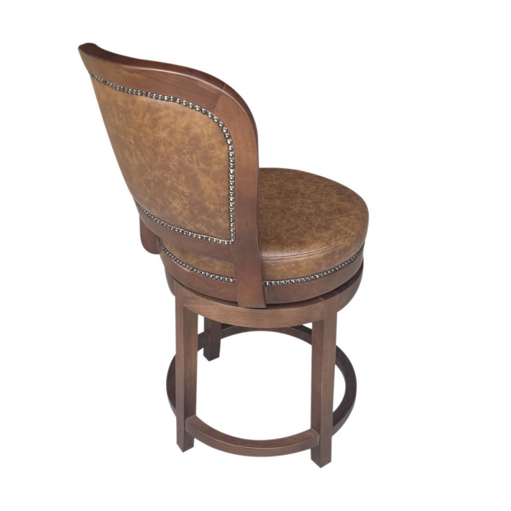 Banqueta Giratória Inglesa Detalhes com Tachas Madeira Maciça Design Clássico