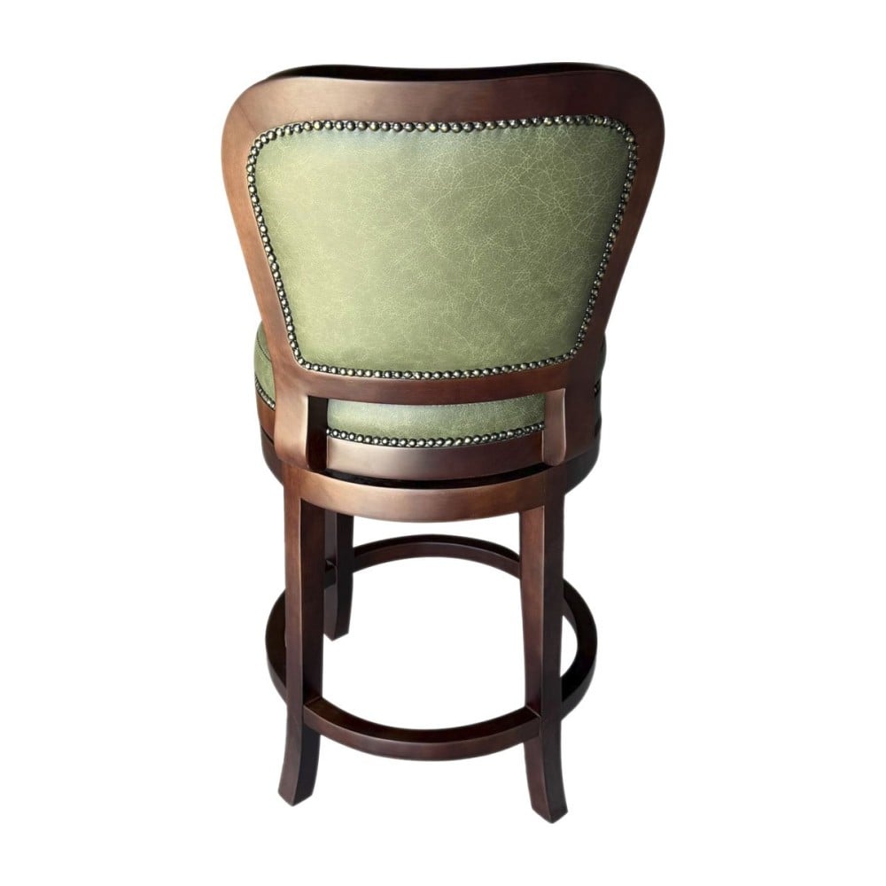 Banqueta Giratória Inglesa Detalhes com Tachas Madeira Maciça Design Clássico