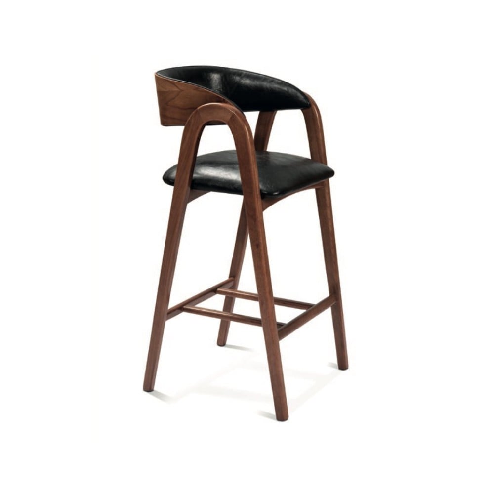 Banqueta Kiara Estofada Encosto com Detalhe Amadeirado Design Atemporal
