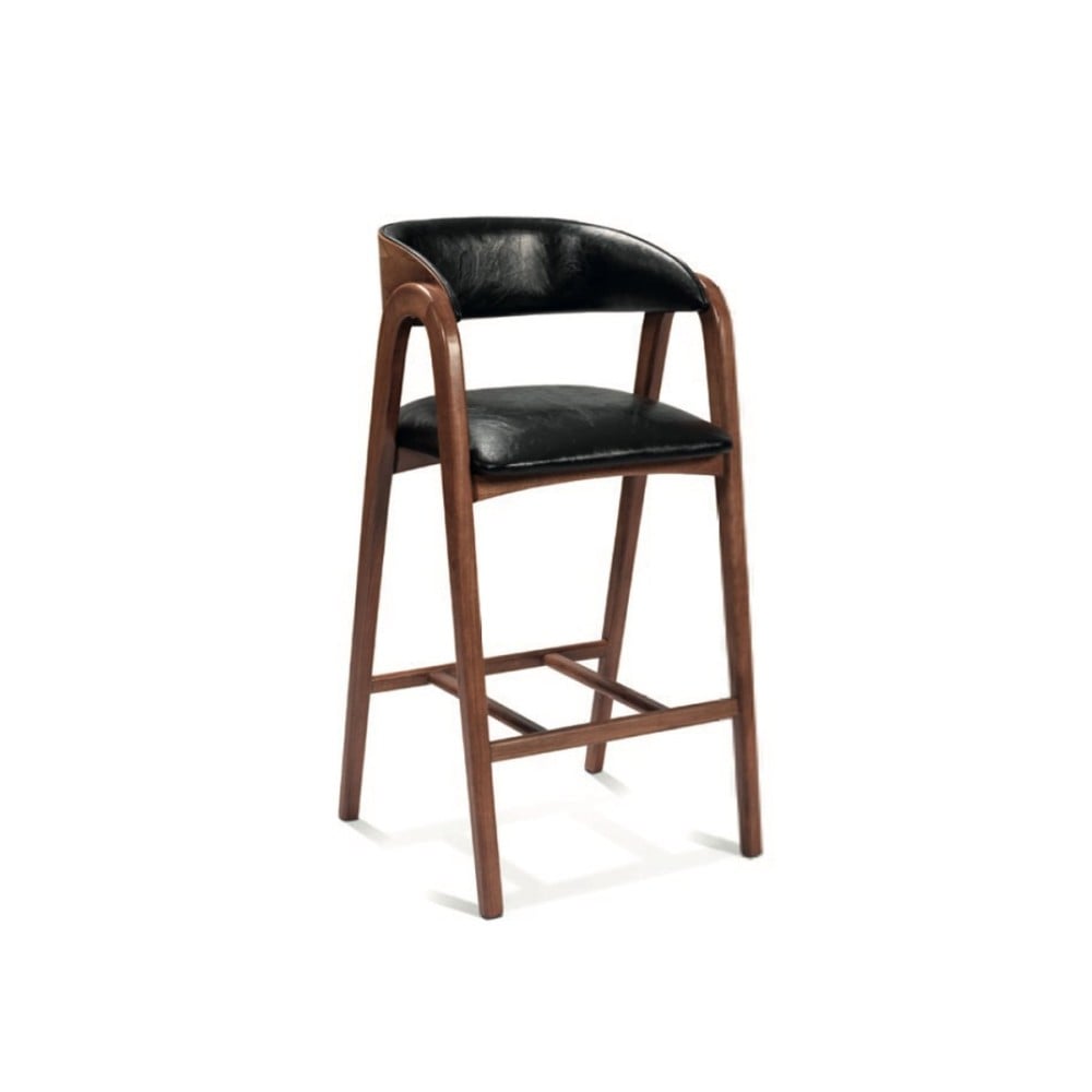 Banqueta Kiara Estofada Encosto com Detalhe Amadeirado Design Atemporal