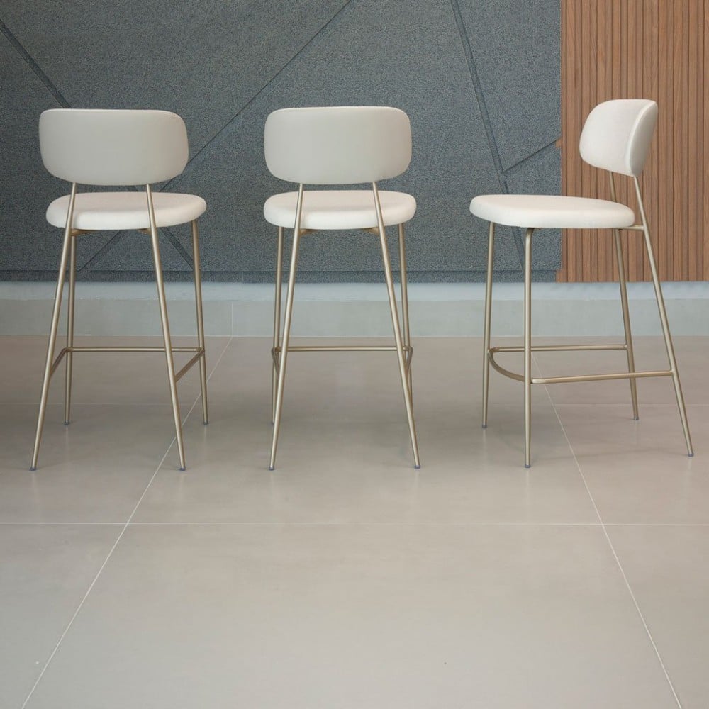 Banqueta Tyrell Estofada Estrutura Aço Carbono Pintura Eletrostática Design Moderno