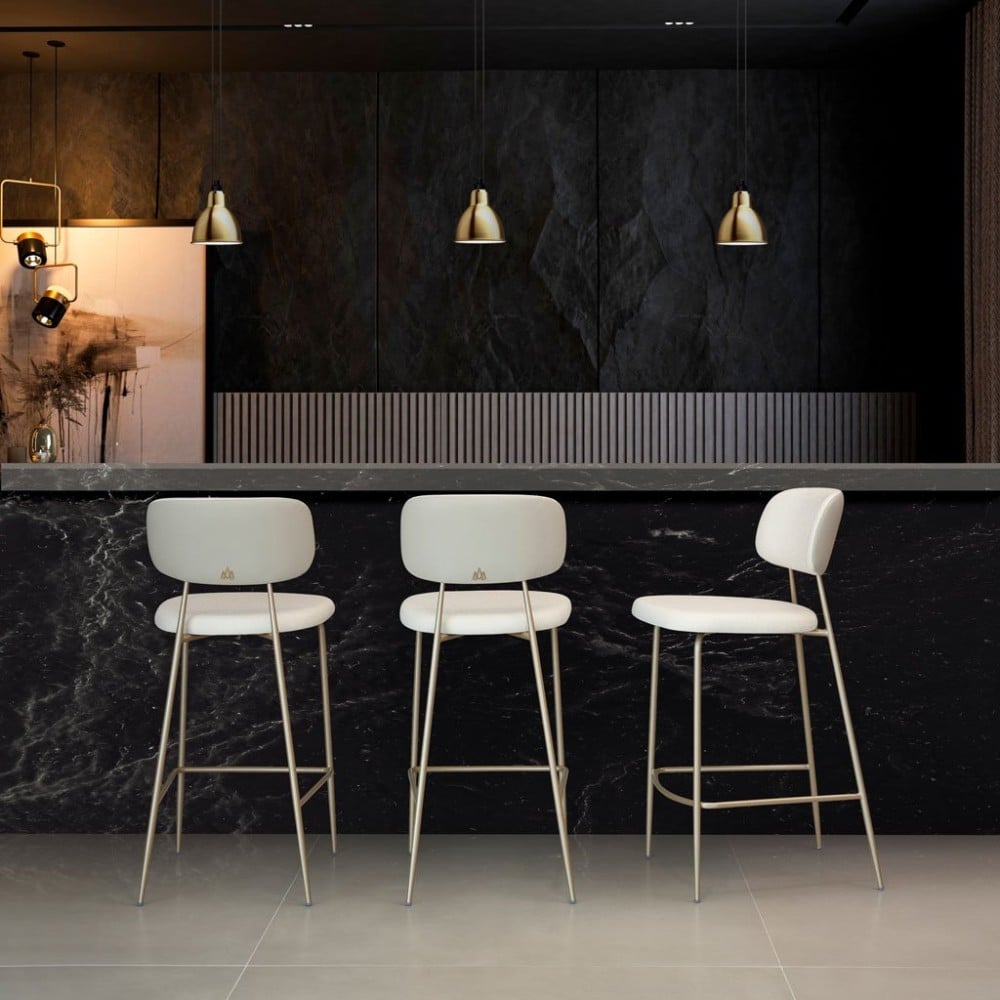 Banqueta Tyrell Estofada Estrutura Aço Carbono Pintura Eletrostática Design Moderno