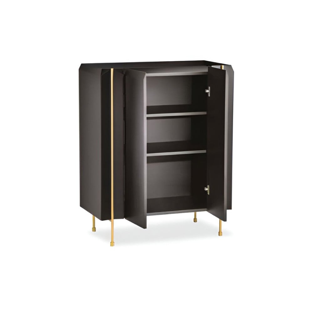 Buffet Auverny Vertical com Portas Tampo Bandeja Estrutura em Pintura Laca Pés em Alumínio Design by Ampezzan e Maciel Arquitetos