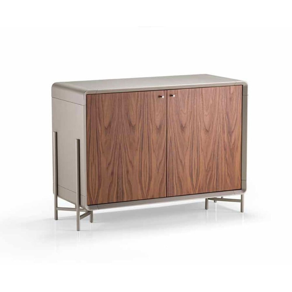 Buffet Lithos 2 Portas em Lâmina de Carvalho com Gaveta Interna Estrutura Externa em Pintura Laca Pés Metalizados Design by Walter Cuco