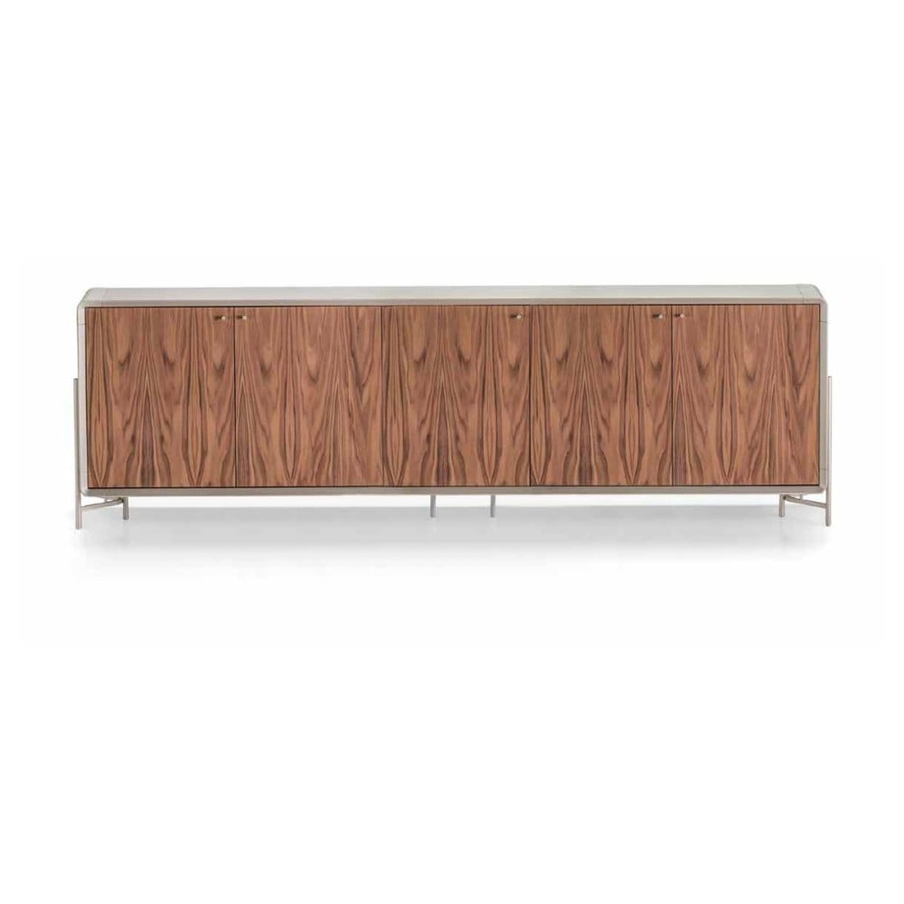 Buffet Lithos 5 Portas em Lâmina de Carvalho com Gaveta Interna Estrutura Externa em Pintura Laca Pés Metalizados Design by Walter Cuco
