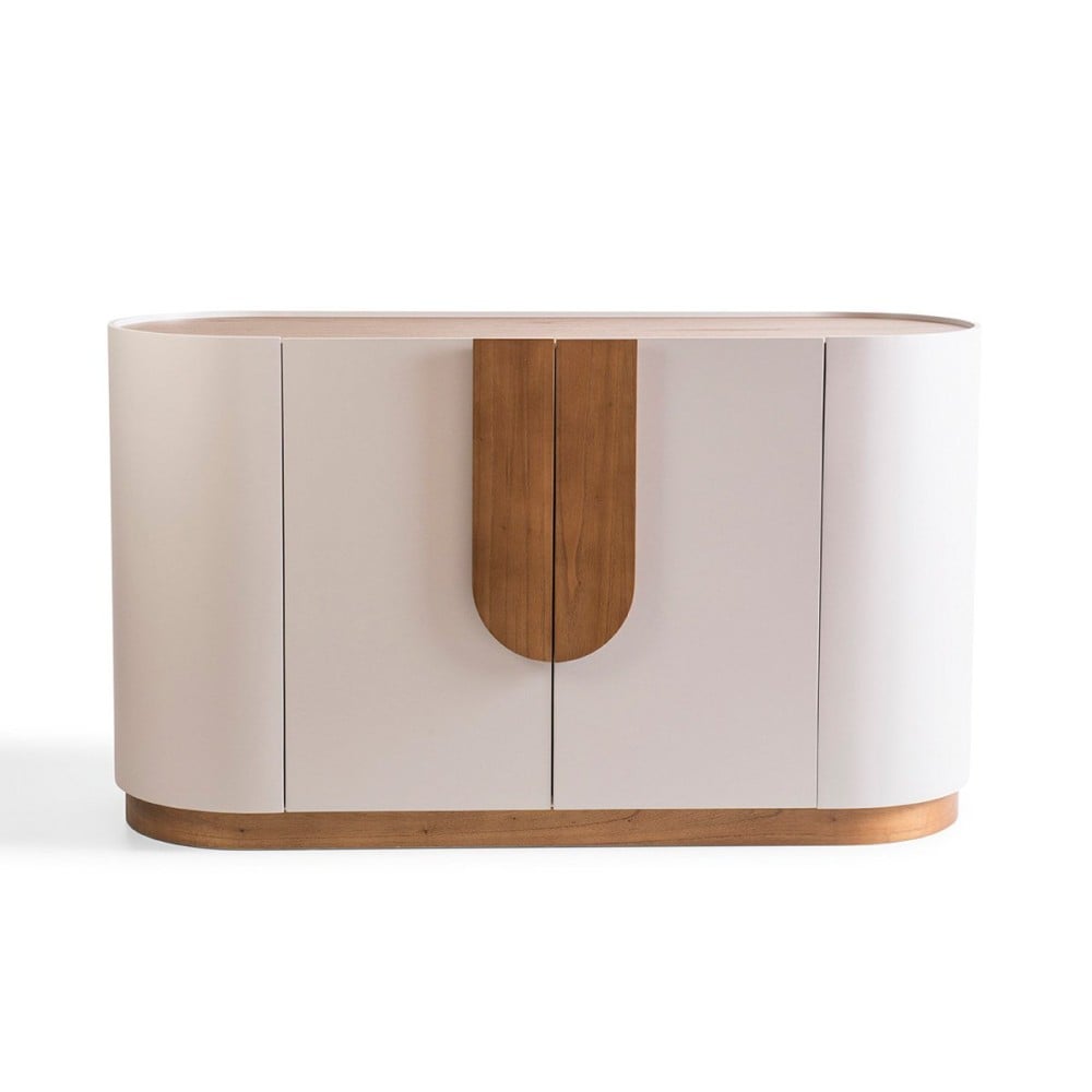 Buffet Ouranos Laqueado 2 Portas com Puxadores e Detalhes Laminados com Prateleira Interna