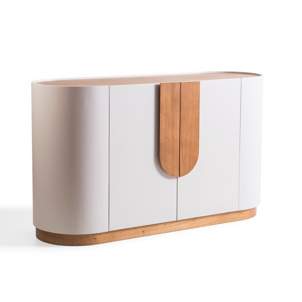 Buffet Ouranos Laqueado 2 Portas com Puxadores e Detalhes Laminados com Prateleira Interna