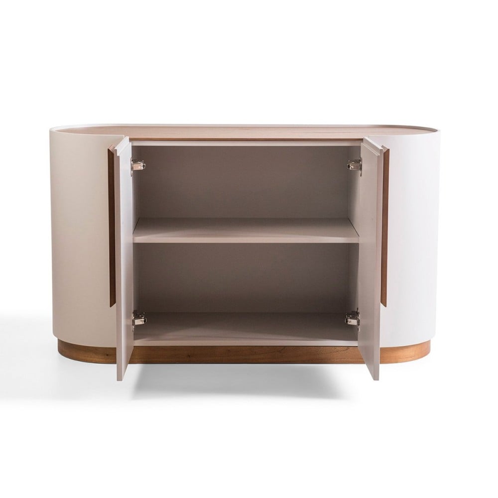 Buffet Ouranos Laqueado 2 Portas com Puxadores e Detalhes Laminados com Prateleira Interna