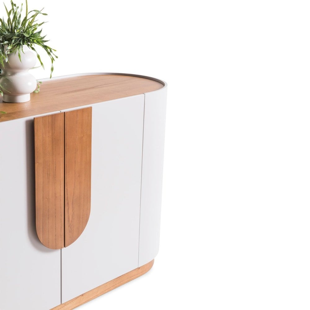 Buffet Ouranos Laqueado 2 Portas com Puxadores e Detalhes Laminados com Prateleira Interna