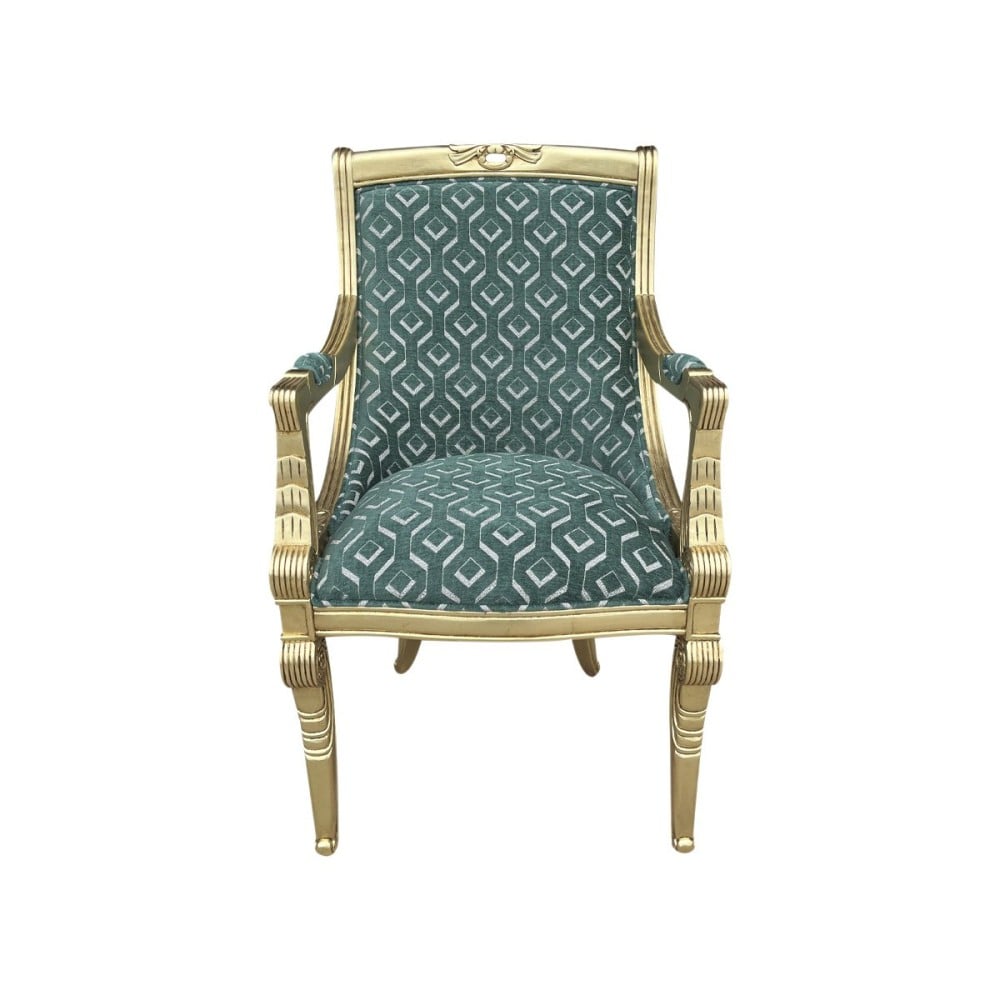 Cadeira com Braço Napoleão Entalhada Madeira Maciça Design de Luxo Peça Artesanal