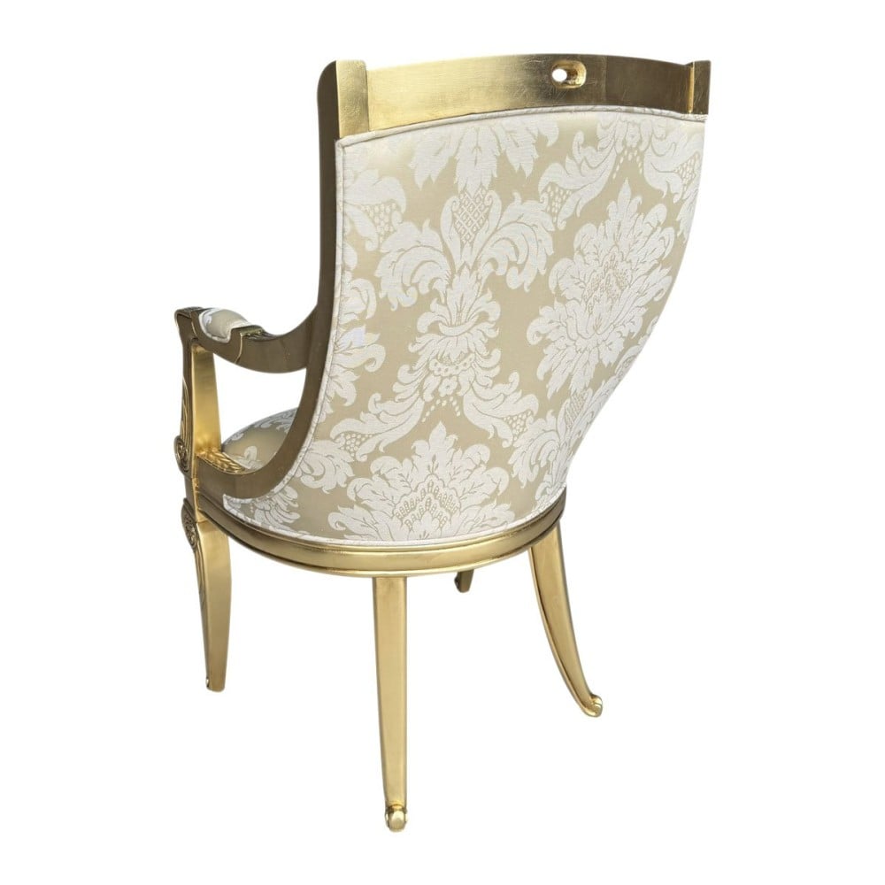 Cadeira com Braço Napoleão Entalhada Madeira Maciça Design de Luxo Peça Artesanal