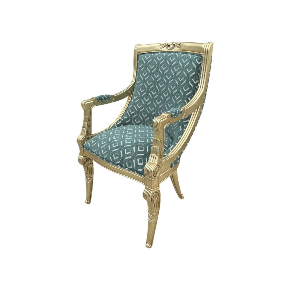 Cadeira com Braço Napoleão Entalhada Madeira Maciça Design de Luxo Peça Artesanal