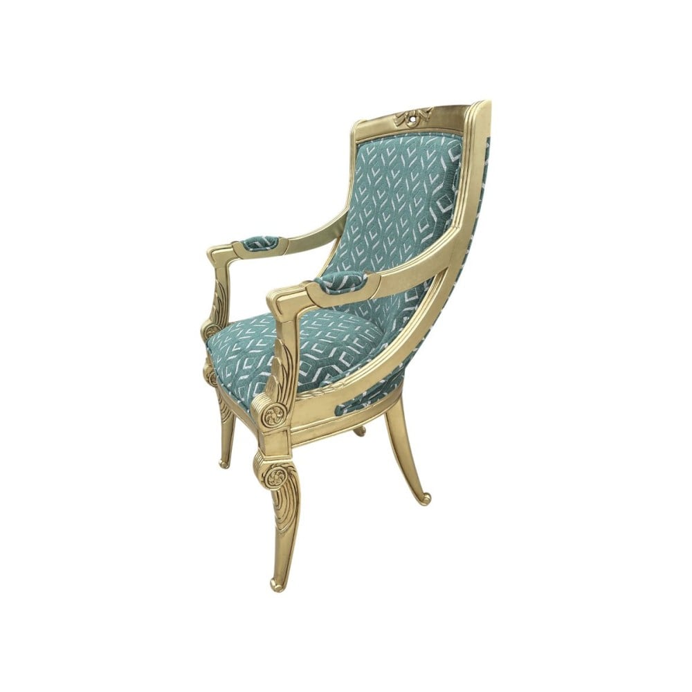 Cadeira com Braço Napoleão Entalhada Madeira Maciça Design de Luxo Peça Artesanal