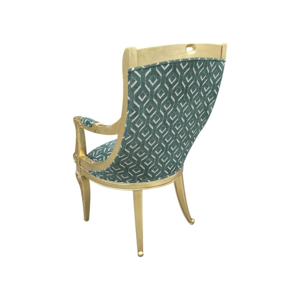 Cadeira com Braço Napoleão Entalhada Madeira Maciça Design de Luxo Peça Artesanal
