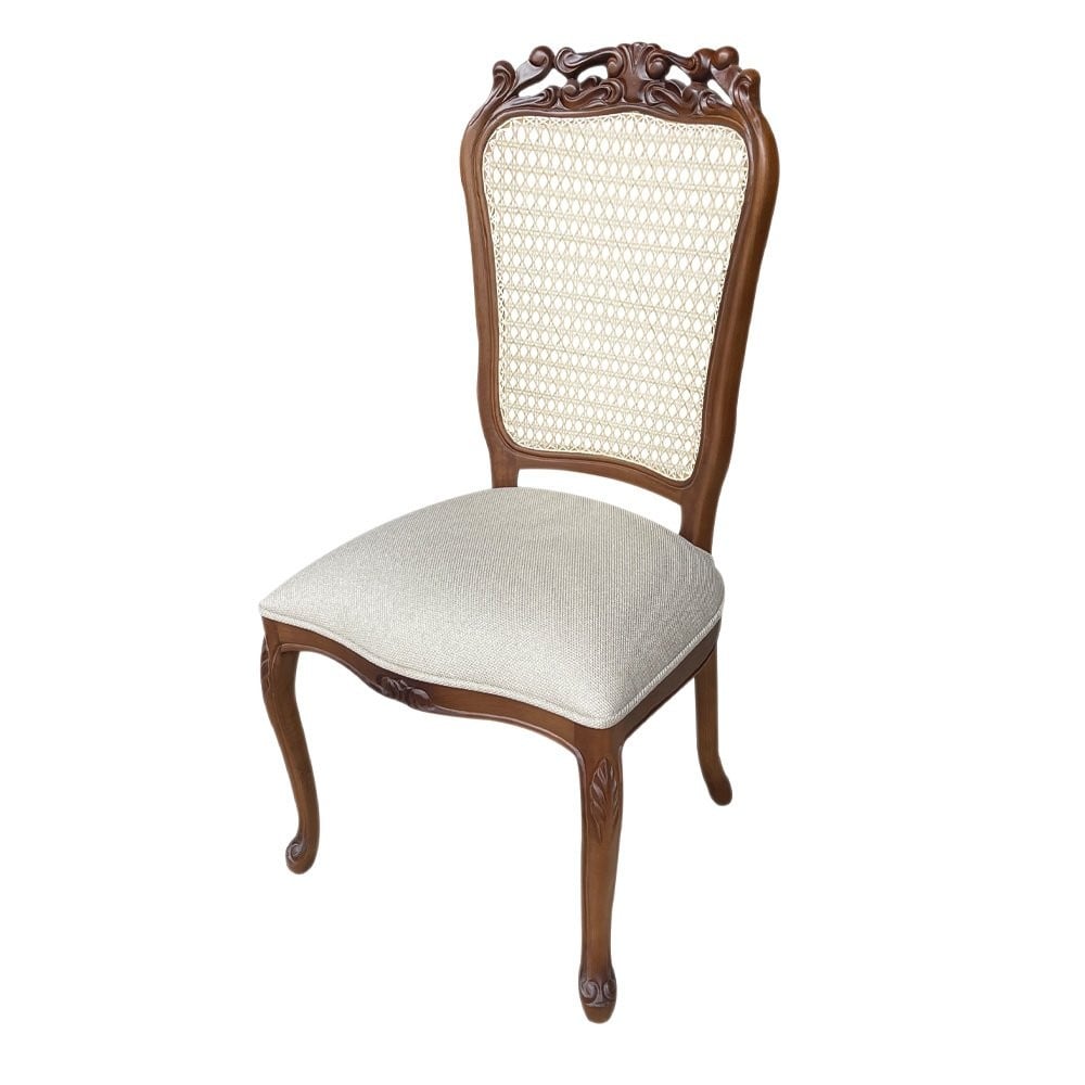 Cadeira Luís XV Palhinha Indiana Design de Luxo Peça Artesanal