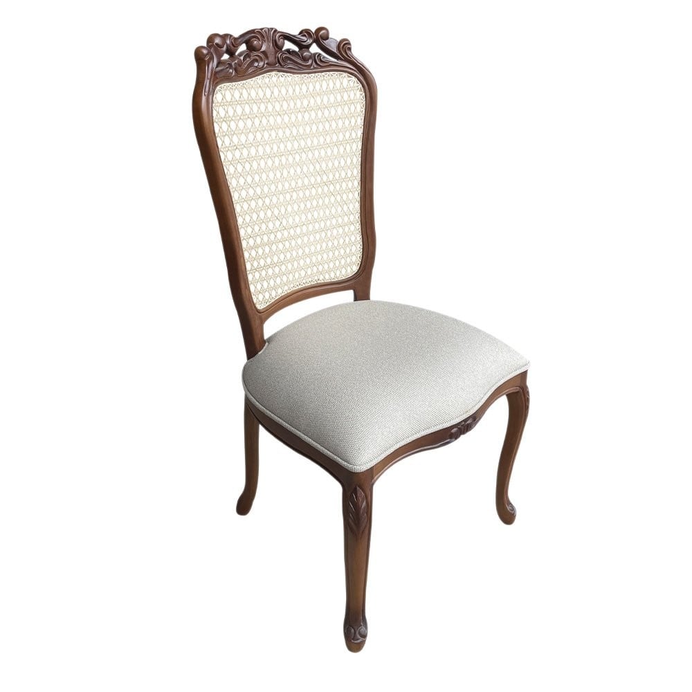 Cadeira Luís XV Palhinha Indiana Design de Luxo Peça Artesanal