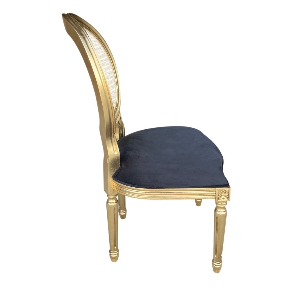 Cadeira Medalhão Provençal Encosto Palha Entalhada Madeira Maciça Design de Luxo Peça Artesanal