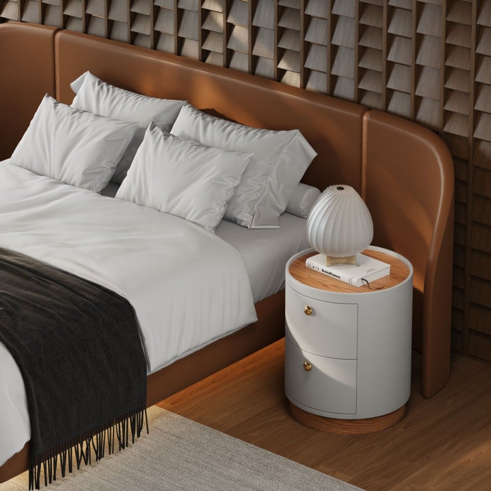 Cama Akander Estofada Cabeceira Tripartida Design Flutuante Base Bipartida