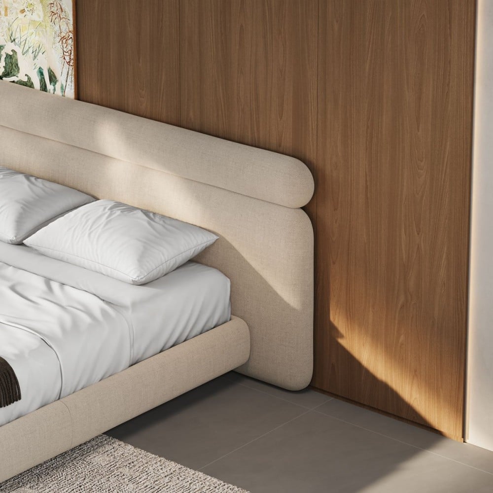 Cama Apis Estofada Design Flutuante Base Bipartida