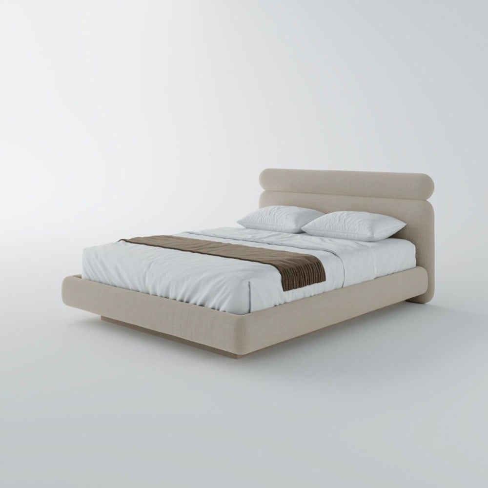 Cama Apis Estofada Design Flutuante Base Bipartida