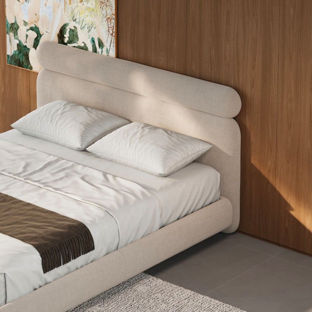 Cama Apis Estofada Design Flutuante Base Bipartida