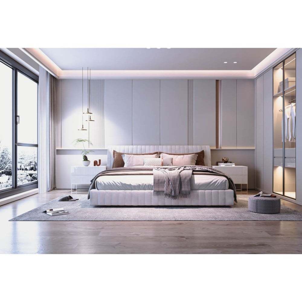 Cama Lecce Estofada Detalhes em Gomado Vertical