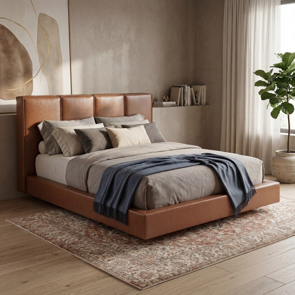 Cama Montana Estofada Design com Painéis Retangulares