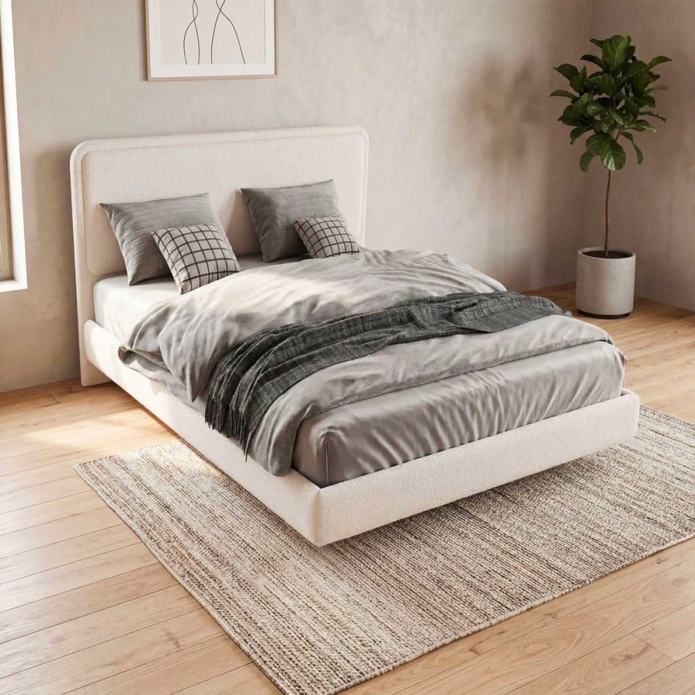 Cama Sonnay Estofada Cabeceira com Painel em Relevo