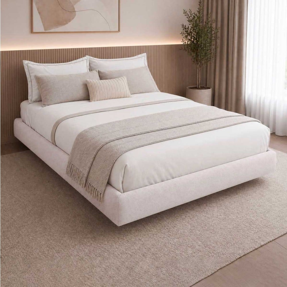Cama Sonnay Estofada Cabeceira com Painel em Relevo