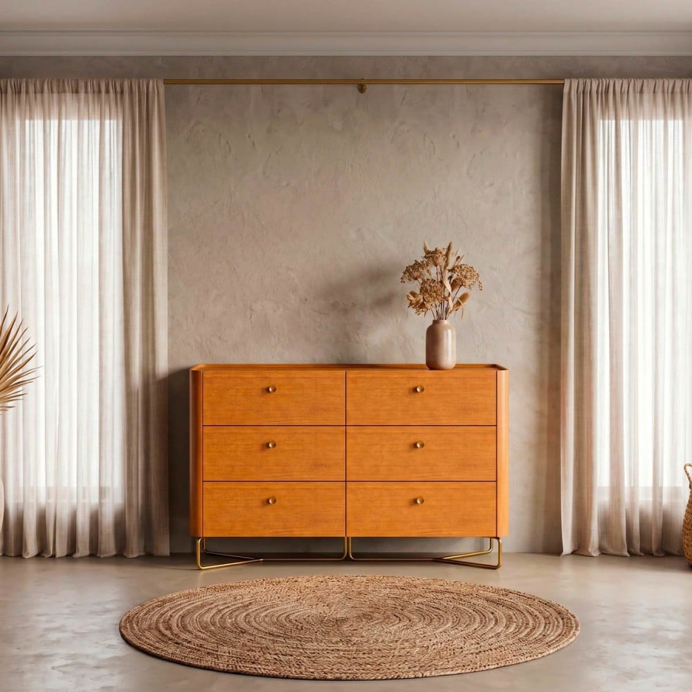 Cômoda Mirari com 6 Gavetas Estrutura Madeira Eucalipto e Lâmina Natural de Jequitibá Design by Jhoel Silva