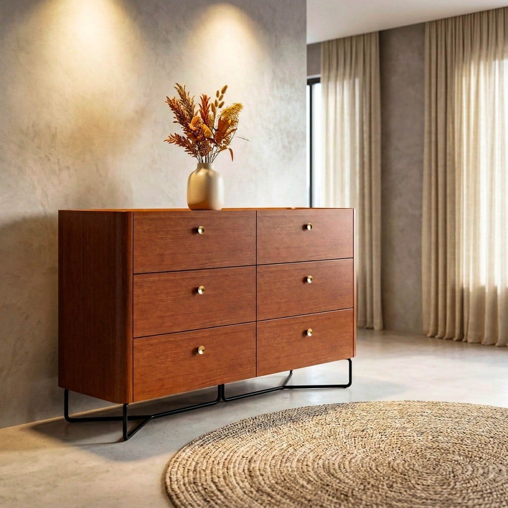 Cômoda Mirari com 6 Gavetas Estrutura Madeira Eucalipto e Lâmina Natural de Jequitibá Design by Jhoel Silva