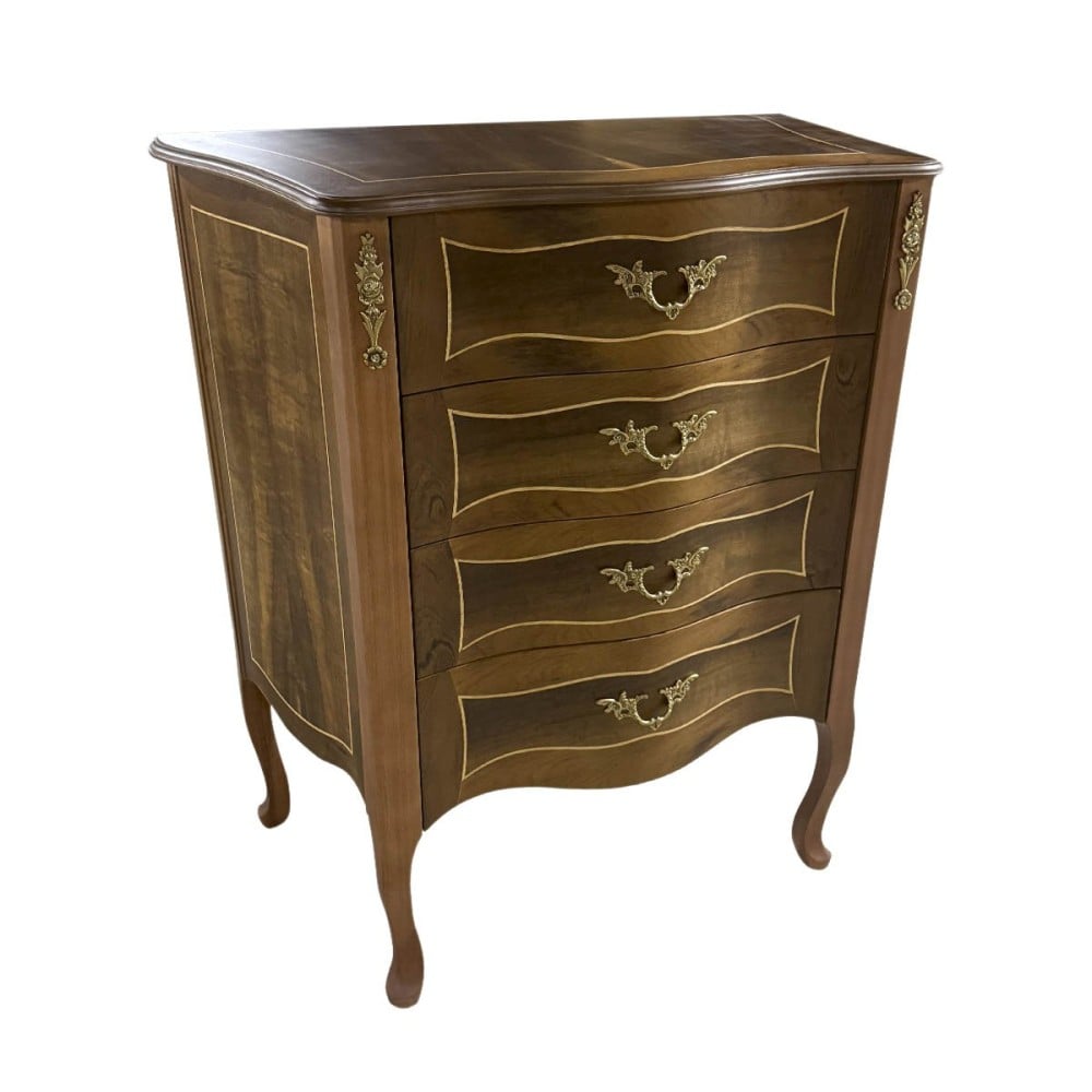 Cômoda Regência com Gavetas Madeira Maciça Marchetaria Design Clássico