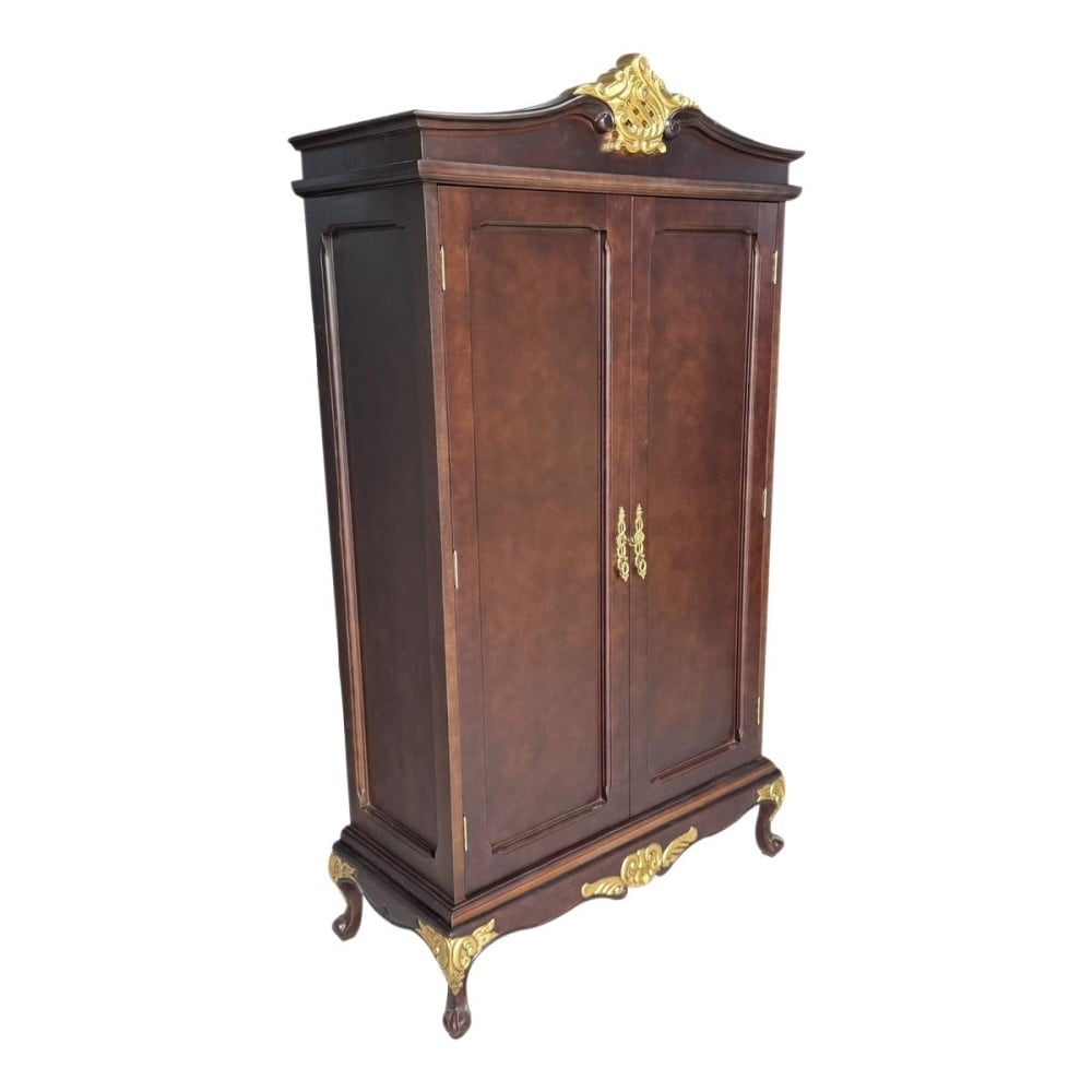 Cristaleira Provençal II com 2 Portas Estrutura em Madeira Maciça Eucalipto Detalhes Entalhados em Dourado Pés Luís XV